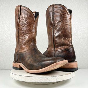 Lane Capitan Brown Cowboy Boots Wickenburg 11 D Leather Western Wide Square Toe